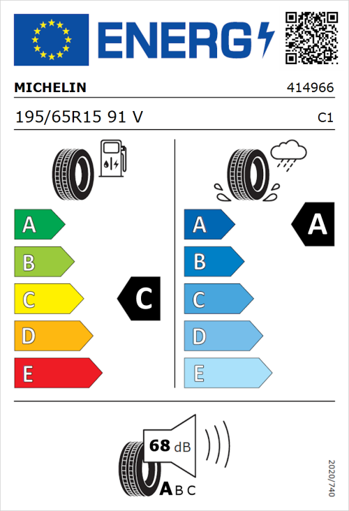Tyre Label for Michelin Primacy 4 195/65R15 91V