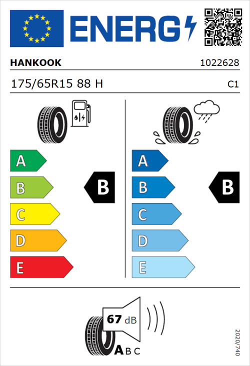 Tyre Label for Hankook Kinergy Eco 2 K435 175/65R15 88H